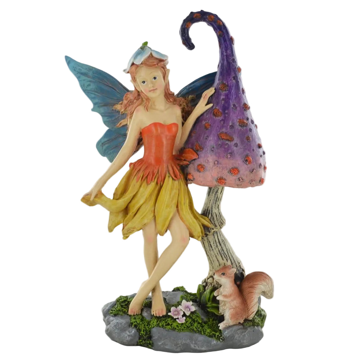 Fairy Mushroom & Squirrel Indoor Outdoor Décor Sculpture Fairy Pixie Gnome Fantasy