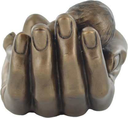 A Little Handful, Cold Cast Bronze Baby In Hand Sculpture