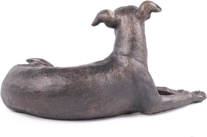 Greyhound Dog Painted Bronze Resin Sculpture Laying Down