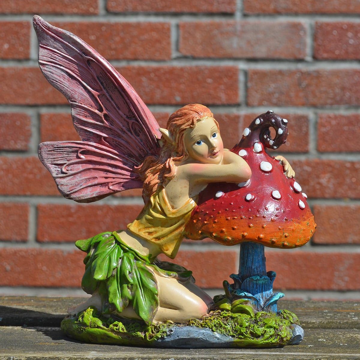 Fairy Leaning On Mushroom Indoor Outdoor Décor Novelty Sculpture Fairy Pixie Fantasy