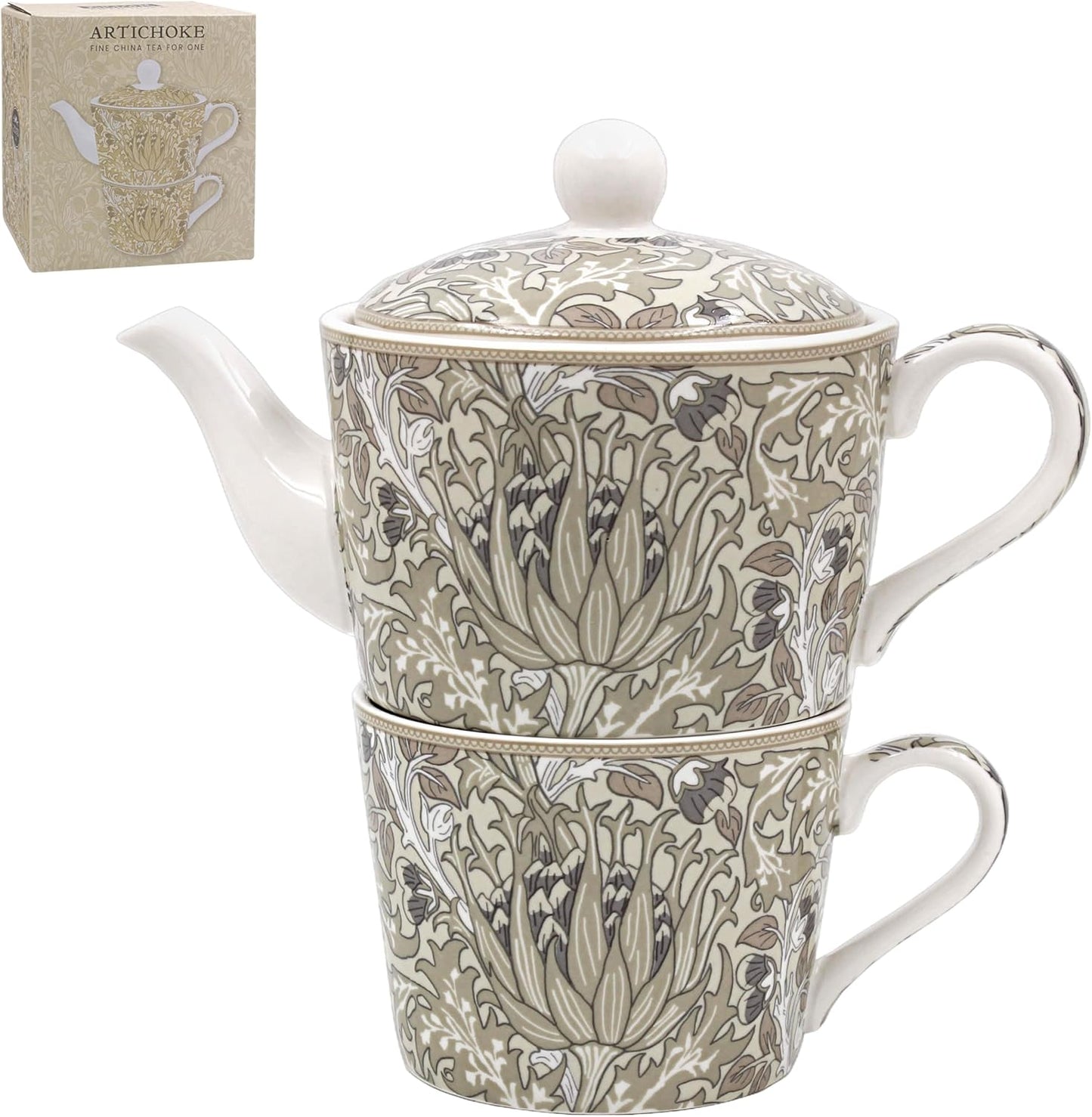 Teapot and mug set with floral design on a white background