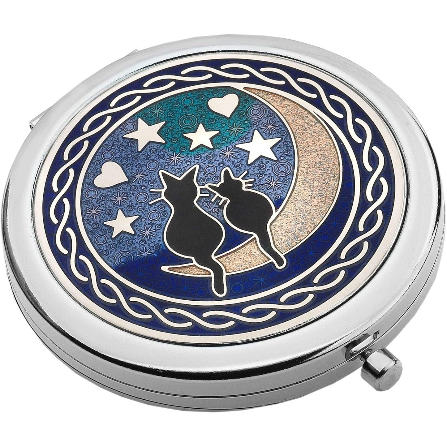 Compact Mirror Cats On Moon Design