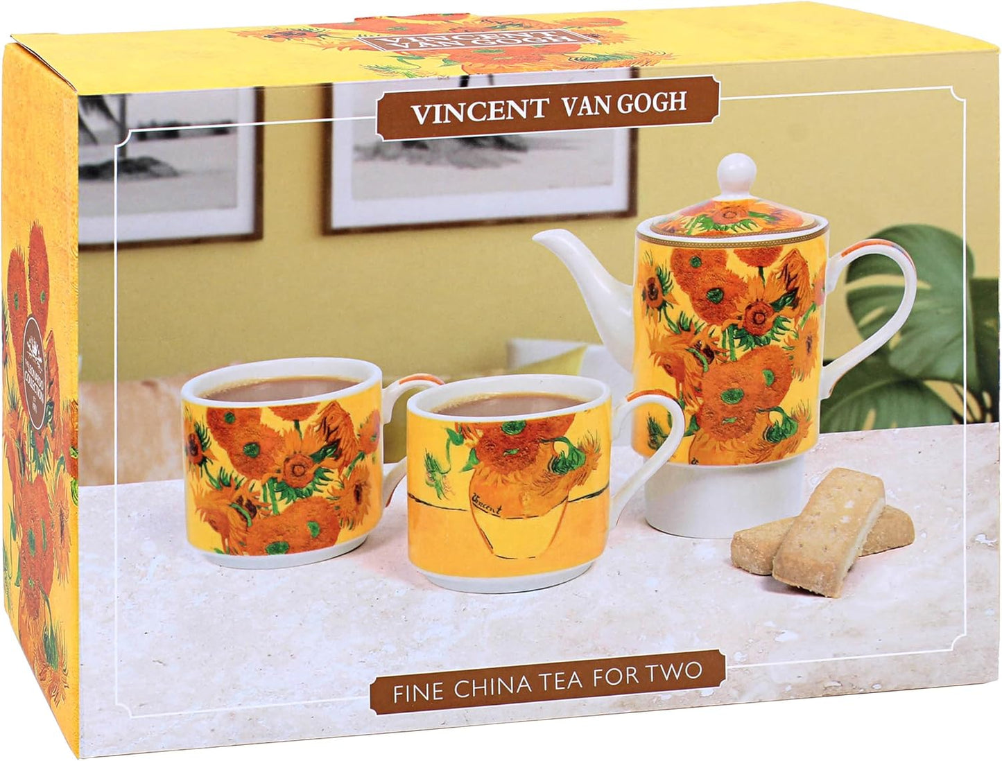 Vincent Van Gogh China Tea for 2 Set Sunflower Pattern