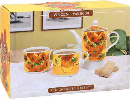 Vincent Van Gogh China Tea for 2 Set Sunflower Pattern