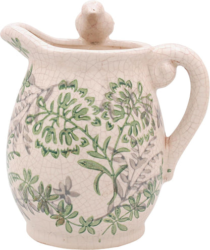 Song Bird Small Flower Jug Vintage Style Crackle Glaze Finish