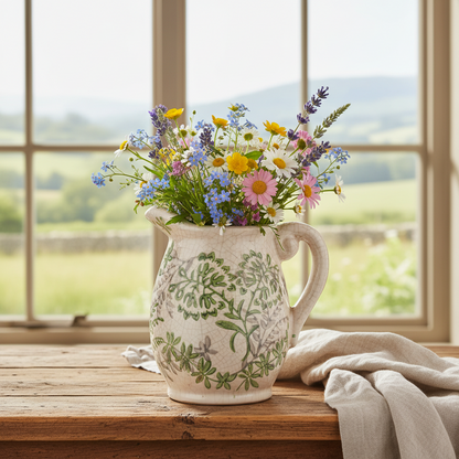 Song Bird Small Flower Jug Vintage Style Crackle Glaze Finish
