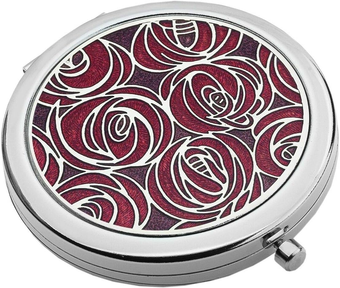 Compact Mirror Rennie Mackintosh Roses Design In Red Pink