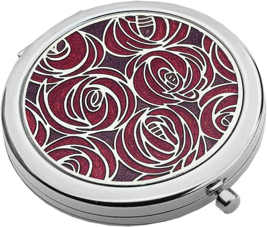 Compact Mirror Rennie Mackintosh Roses Design In Red Pink