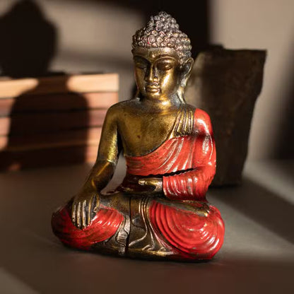 Red & Gold Buddha 22 cm High Hand Painted Figure