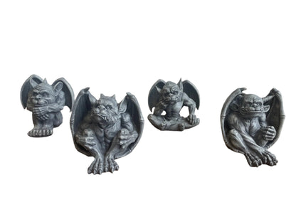 Gargoyle Set Of 4 Figures In Stone Effect Finish All Different Poses