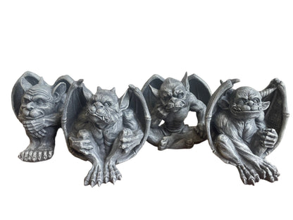 Gargoyle Set Of 4 Figures In Stone Effect Finish All Different Poses