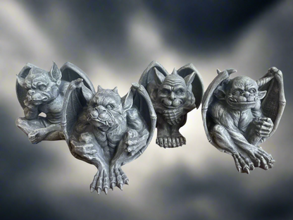 Gargoyle Set Of 4 Figures In Stone Effect Finish All Different Poses