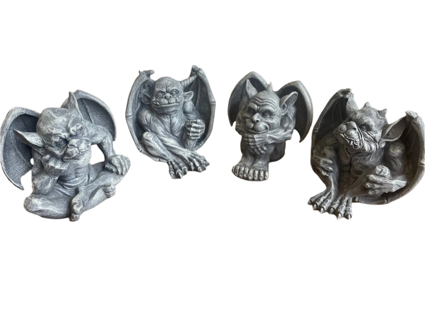 Gargoyle Set Of 4 Figures In Stone Effect Finish All Different Poses