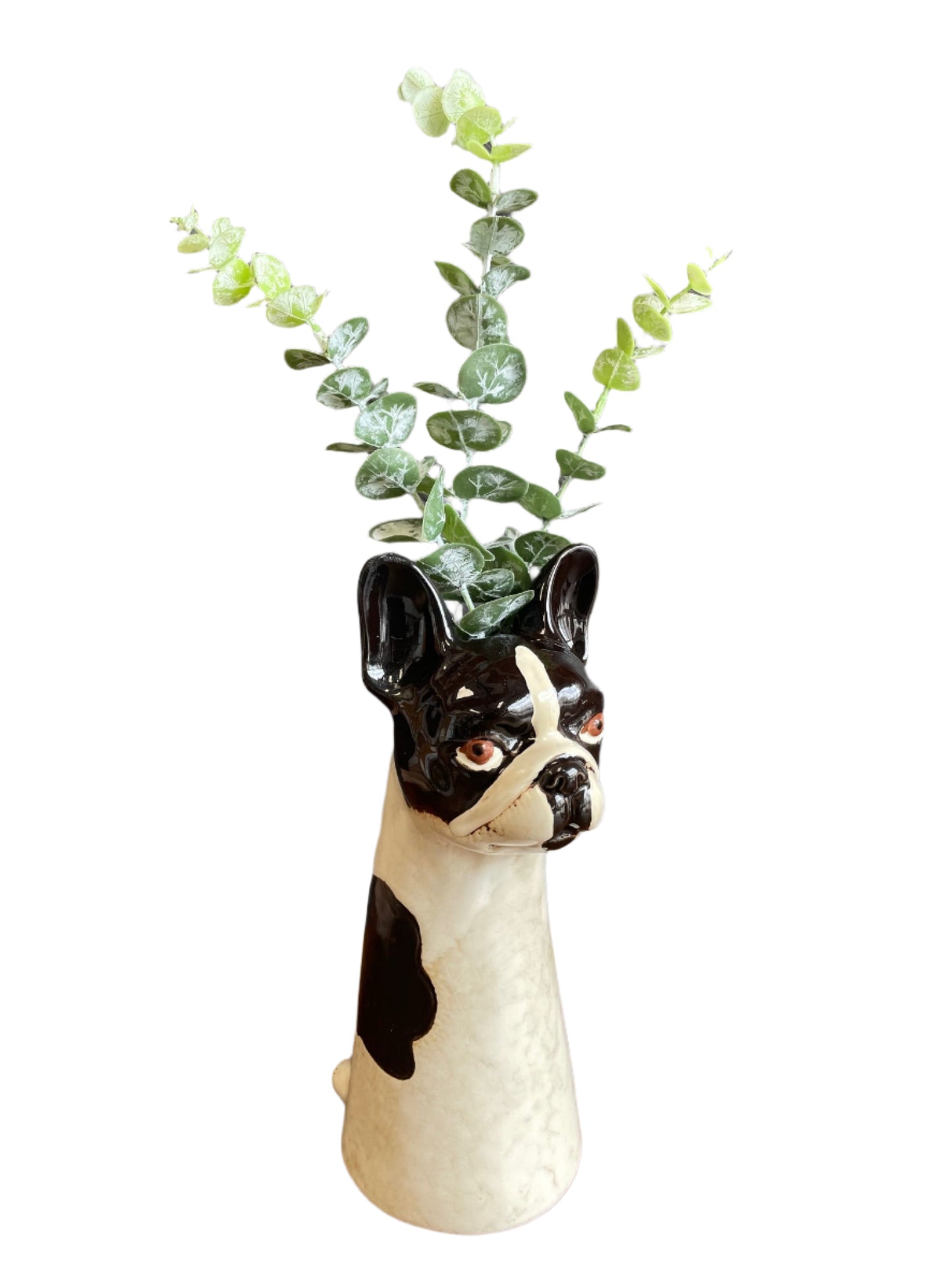 French Bulldog Ceramic Vase Village Pottery Top Dog Frenchie Hand Finished Vase