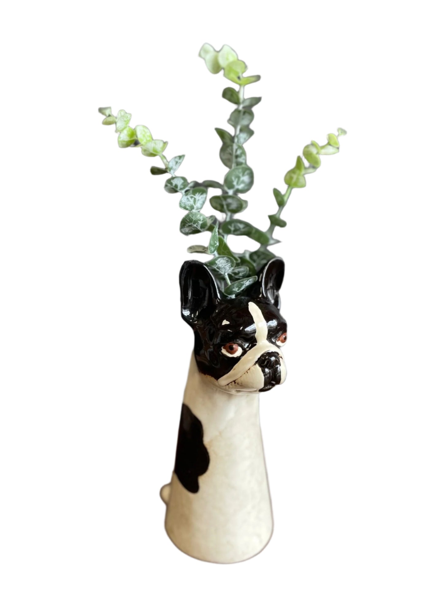 French Bulldog Ceramic Vase Village Pottery Top Dog Frenchie Hand Finished Vase