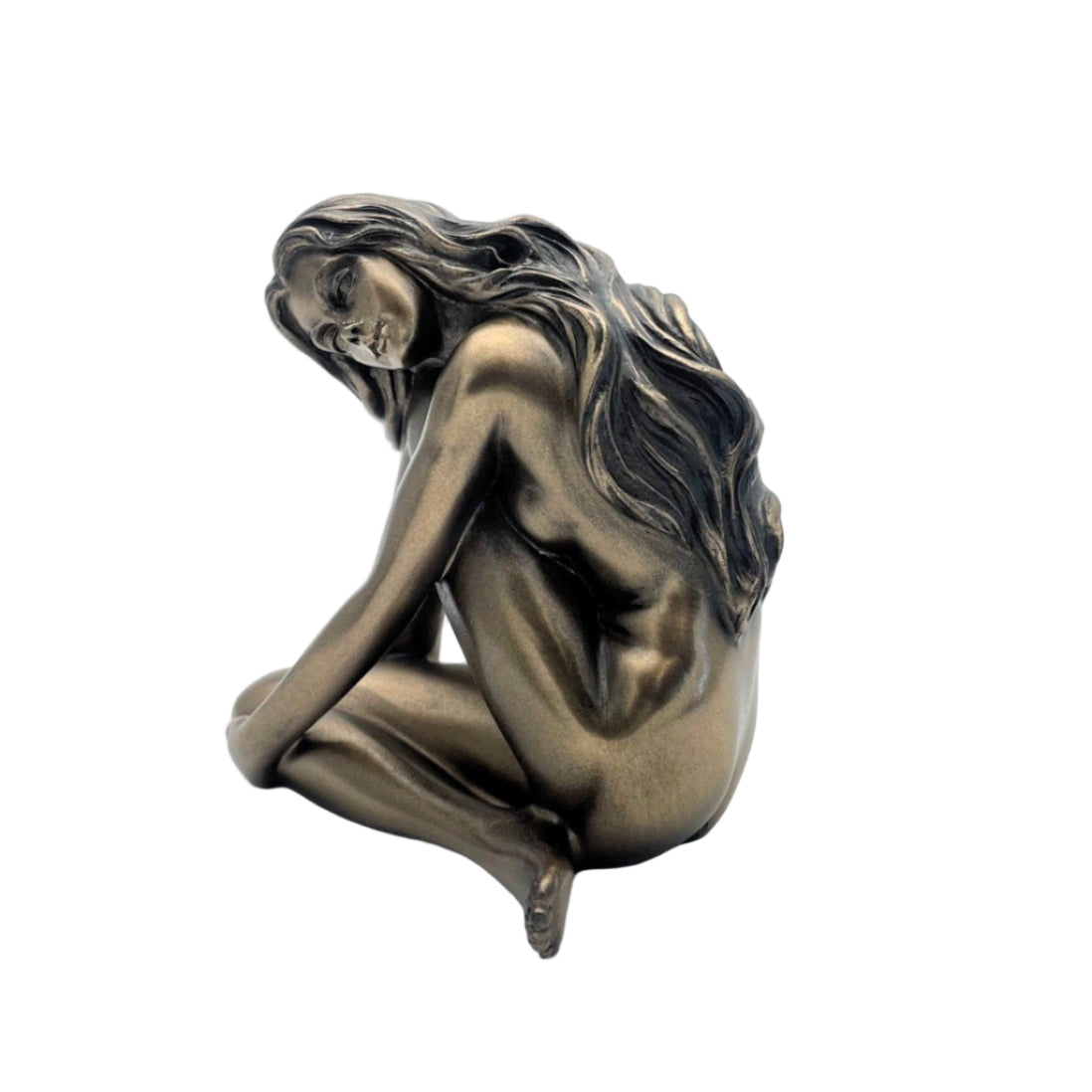 art deco nude female figurine on white background