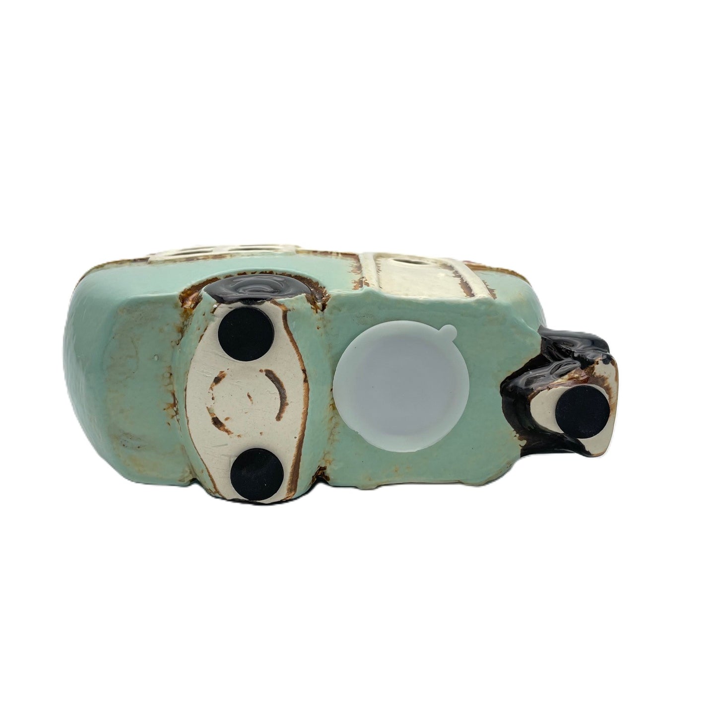 Retro Ceramic Caravan Money Box By Village Pottery Aqua Blue - Present Days