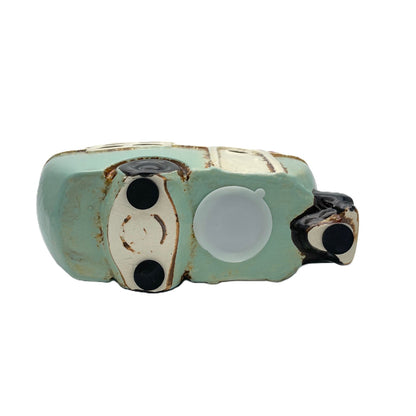 Retro Ceramic Caravan Money Box By Village Pottery Aqua Blue - Present Days