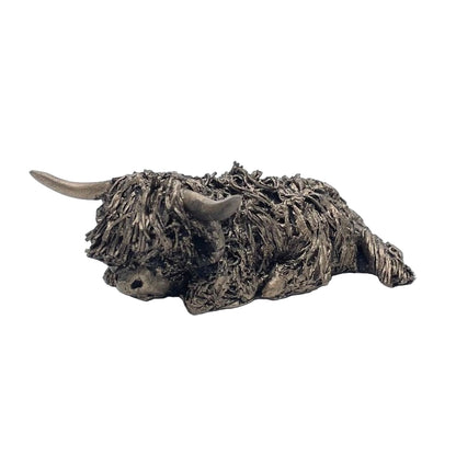 Frith - Morag Miniature Highland Cow Sitting Sculpture By Veronica Ballan - Present Days