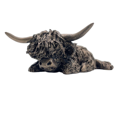 Frith - Morag Miniature Highland Cow Sitting Sculpture By Veronica Ballan - Present Days