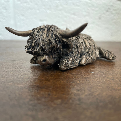 Frith - Morag Miniature Highland Cow Sitting Sculpture By Veronica Ballan - Present Days