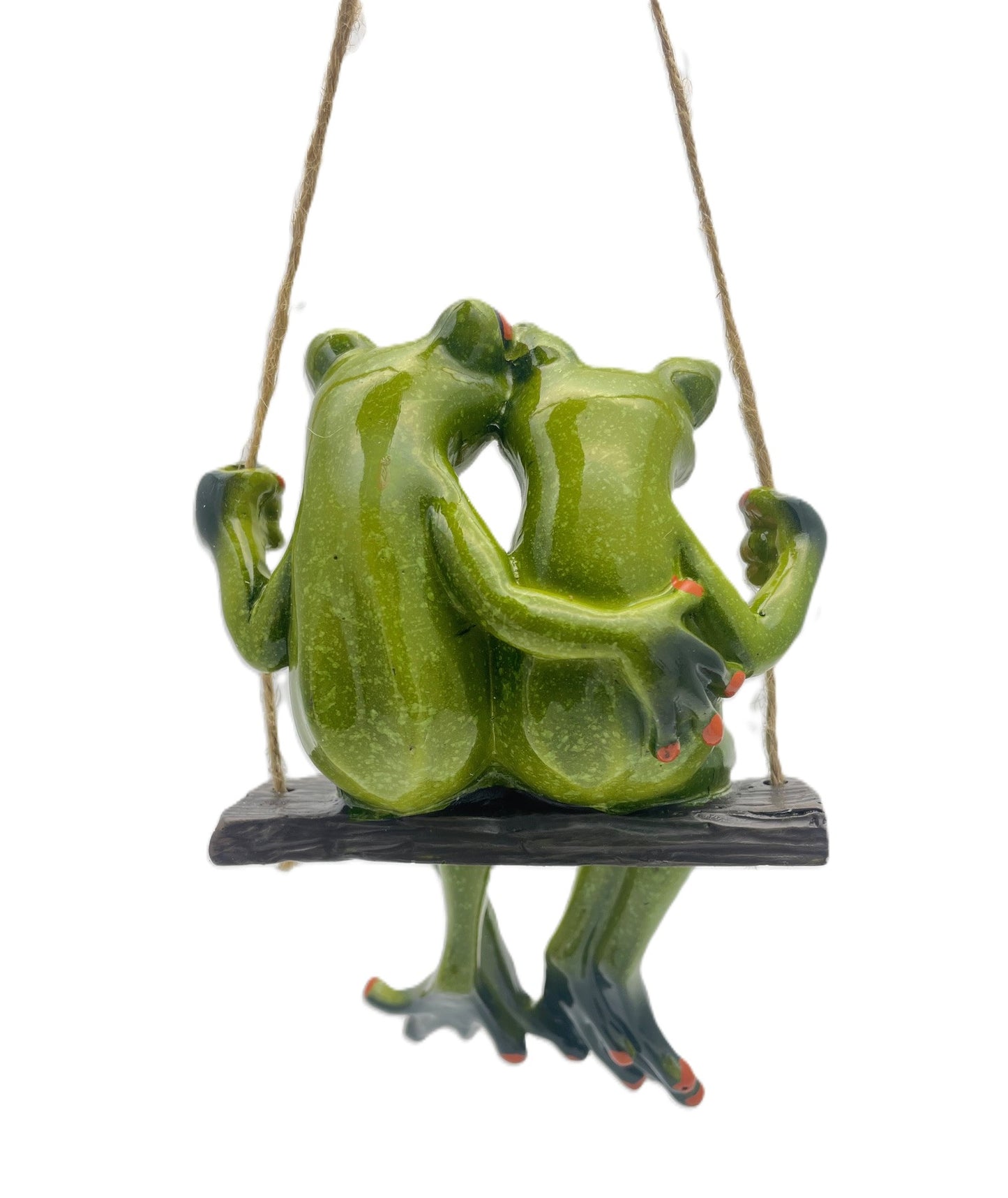 Frog Couple On Swing Hanging Figure
