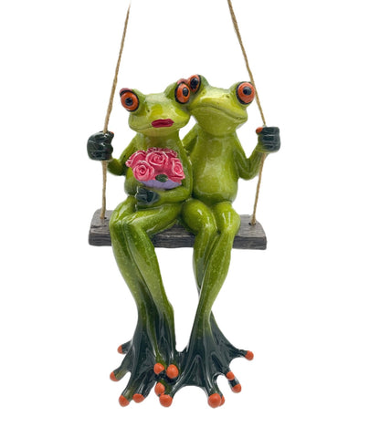 Frog Couple On Swing Hanging Figure