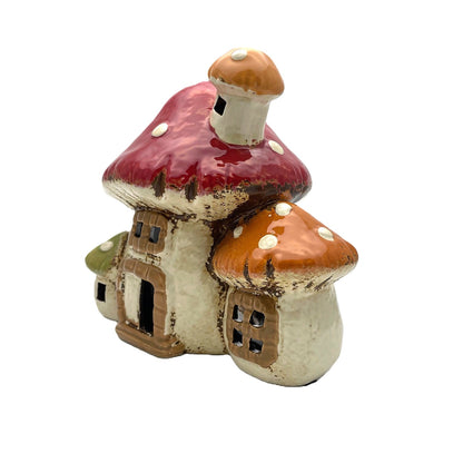 Mushroom Red and White Triple House Tealight Holder