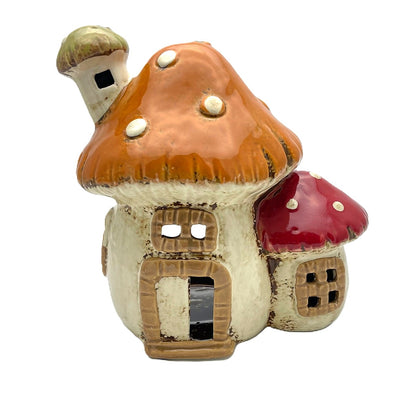 Mushroom Red and Orange Double House Tealight Holder
