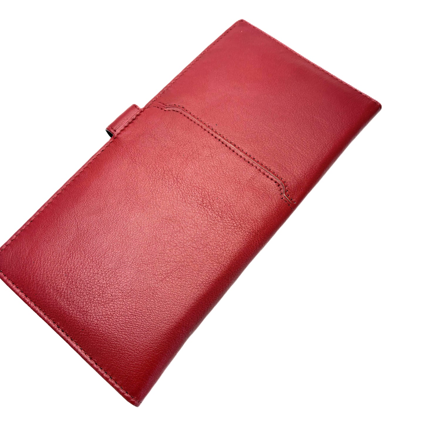 Leather Travel Wallet & Passport Holder With Tab Closure In Red