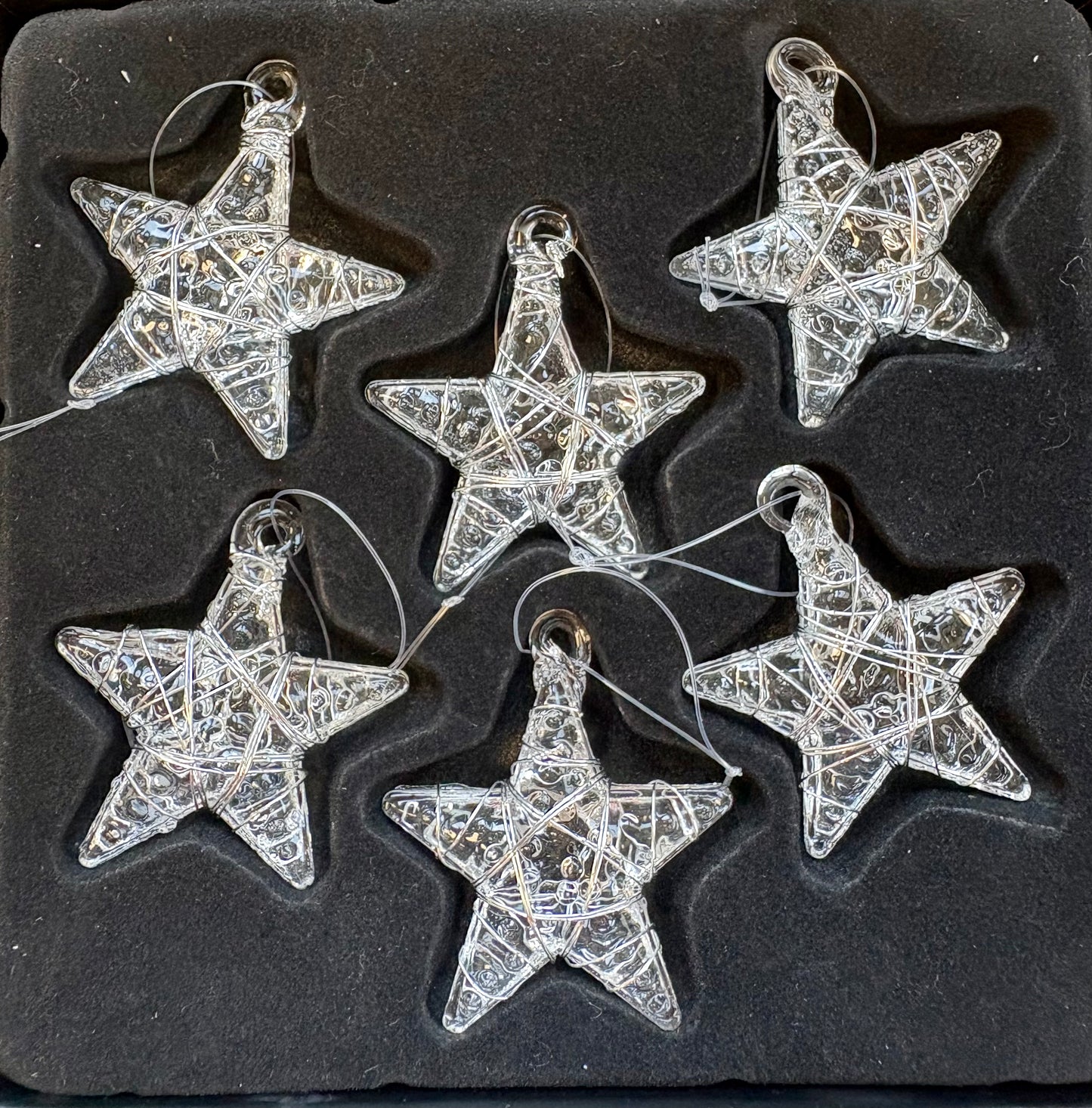 Set of 6 Glass Stars Christmas Tree Hanging Star Decorations by Heaven Sends