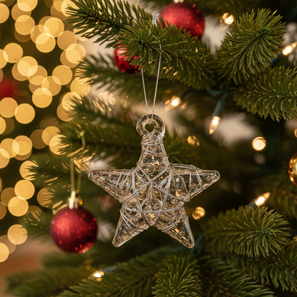 Set of 6 Glass Stars Christmas Tree Hanging Star Decorations by Heaven Sends