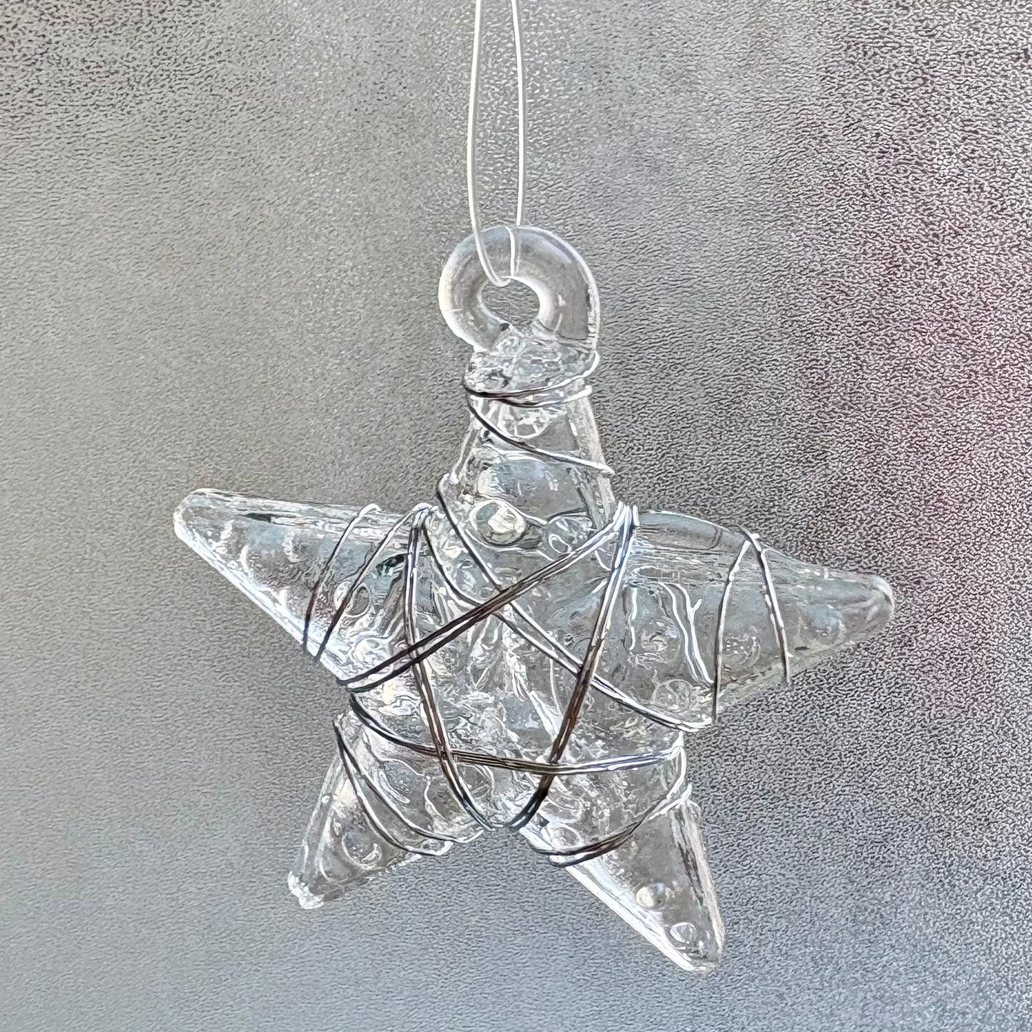 Set of 6 Glass Stars Christmas Tree Hanging Star Decorations by Heaven Sends