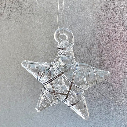 Set of 6 Glass Stars Christmas Tree Hanging Star Decorations by Heaven Sends