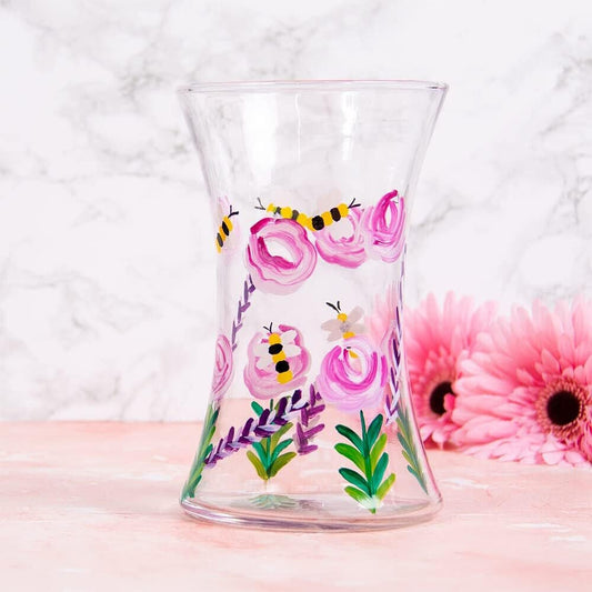 Glass Vase Bee And Flower Hand Painted Lynsey Johnstone Design