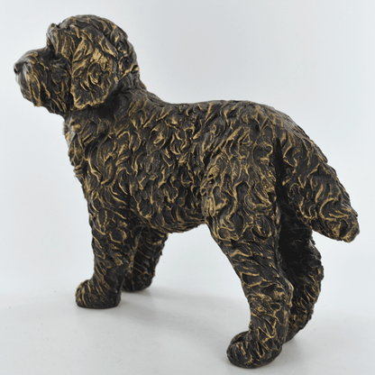Cockapoo Dog Figure Painted Bronze Resin Sculpture