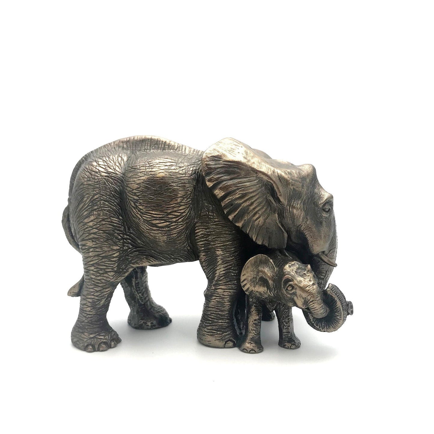 Mother And Calf Elephants In Cold Cast Bronze