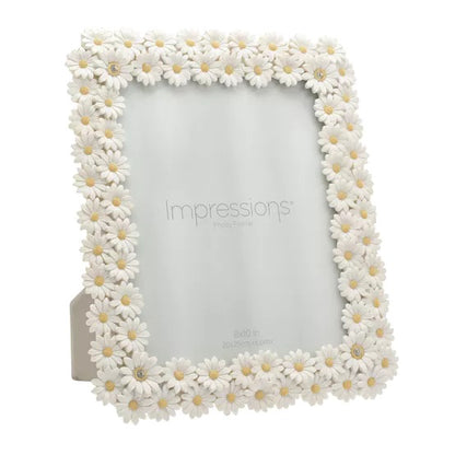 White Floral Daisy Photo Frame With Crystal Detail 8x10