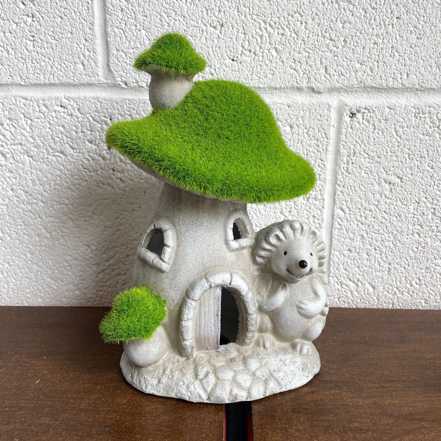 Hedgehog Toadstool House Figure With Grassy Roof