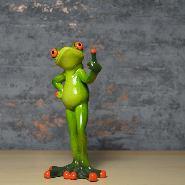 Comical Frog Middle Finger Resin Figurine