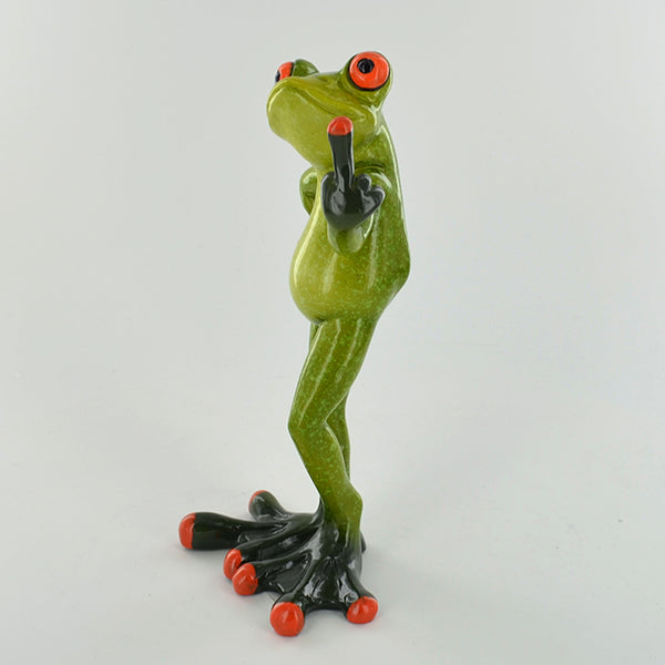 Comical Frog Middle Finger Resin Figurine