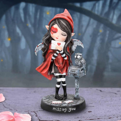 Missing You Fairy Red Hooded Figure Holding Love Letter