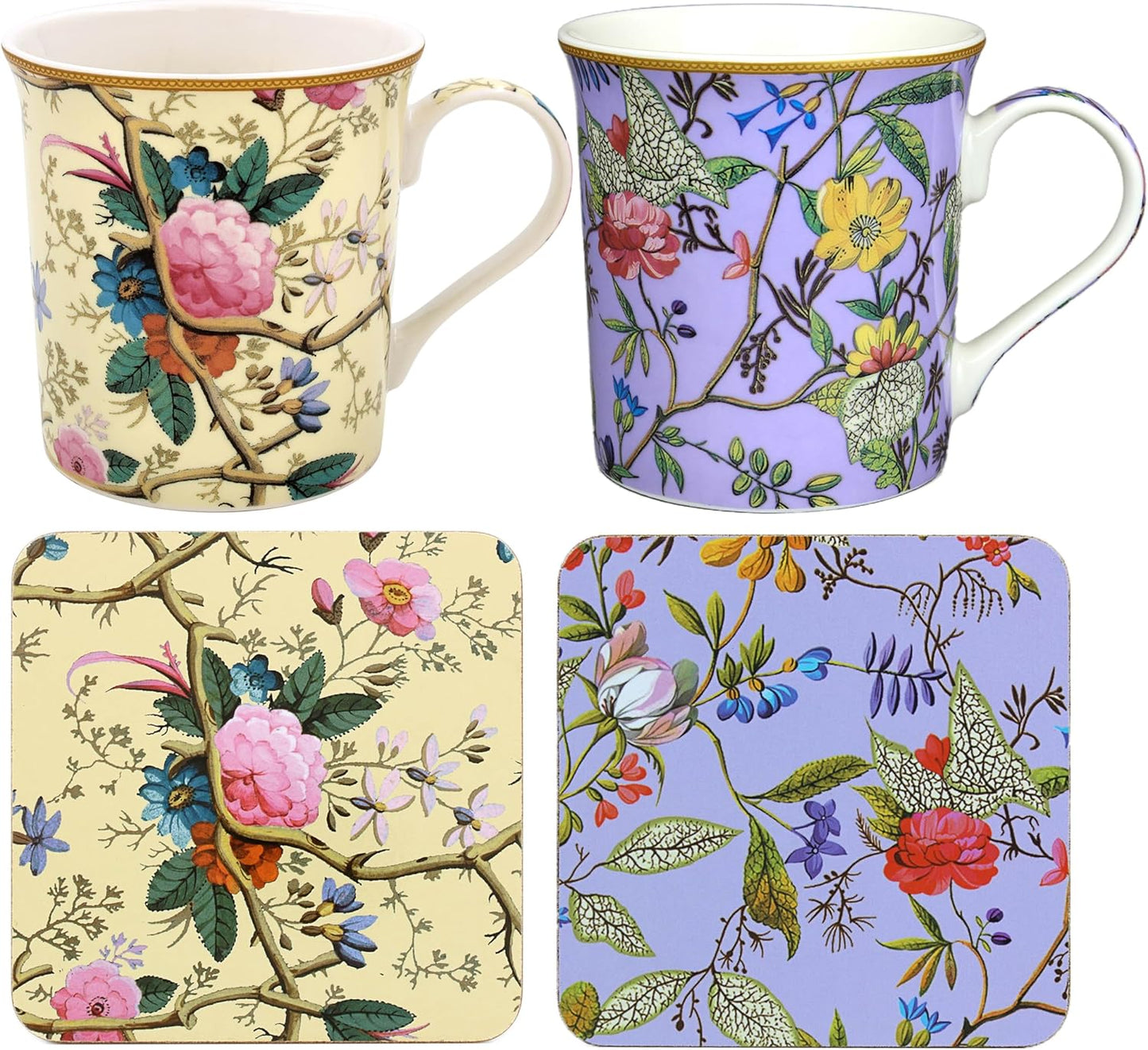 William Kilburn Set Of 2 Mugs & Matching Coasters Boxed