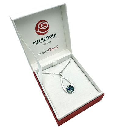 Rennie Mackintosh Fine Enamelled Oval Teardrop Necklace Turquoise 18 Inch Chain