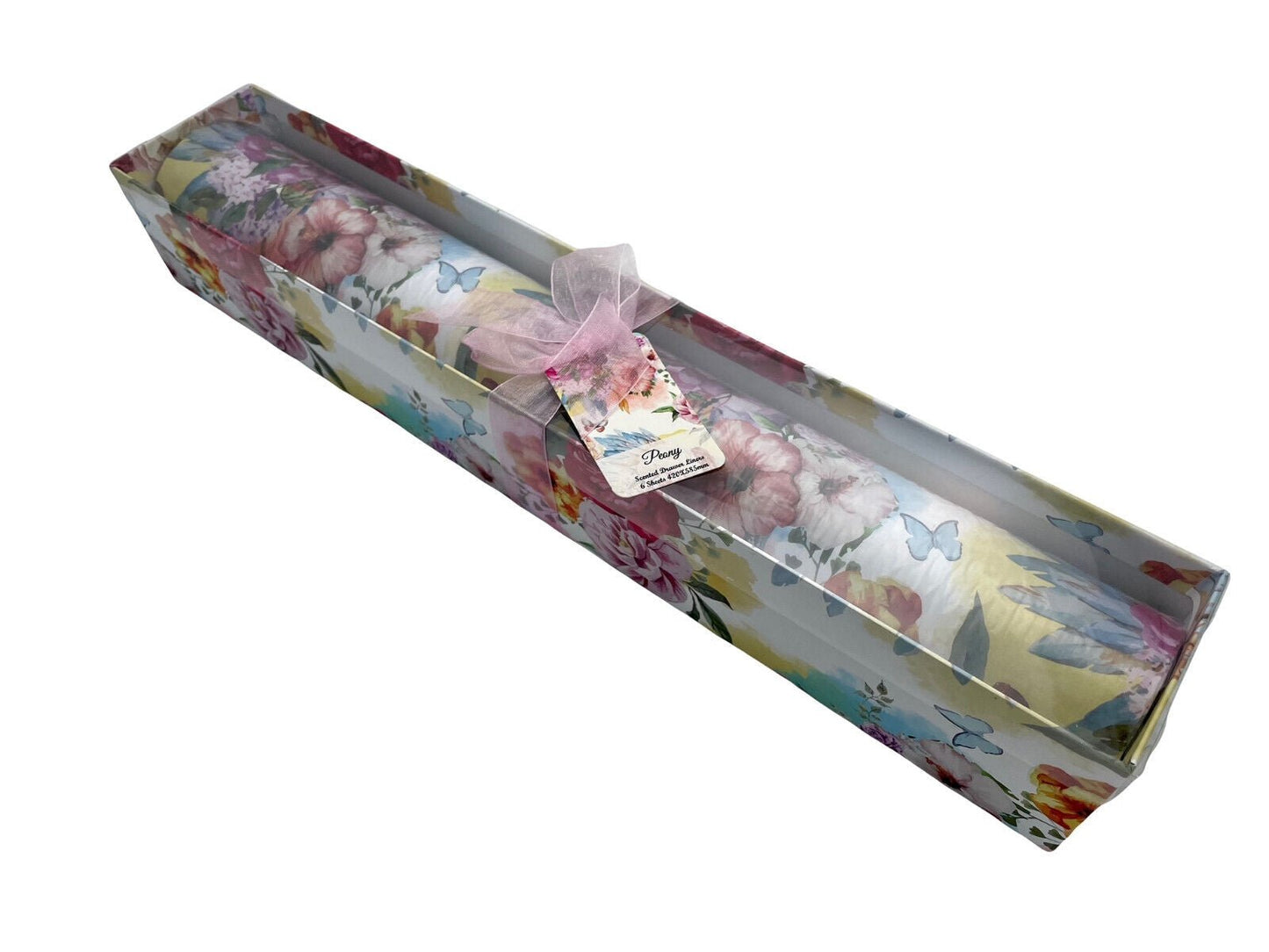 6 Large Fragrant Peony Drawer Liners 420 mm x 585 mm Softly Scented