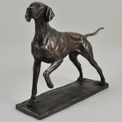 Pointer Dog Sculpture Signed David Geenty In Cold Cast Bronze