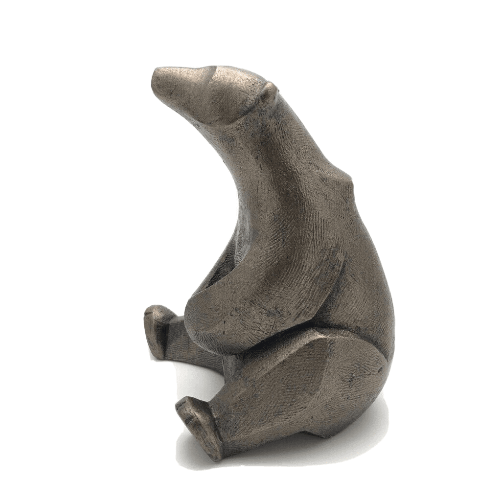 Frith Sitting Polar Bear In Cold Cast Bronze Art Doco Style Made In UK