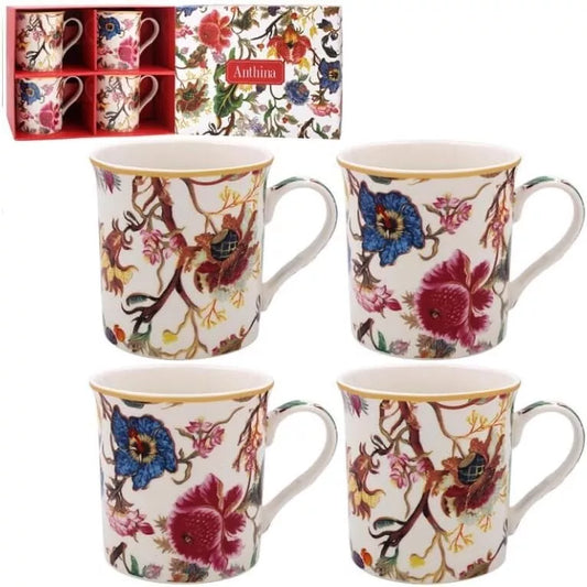 Anthina Mug Set Of 4 William Morris Fine China Coffee Tea Mugs Come Boxed