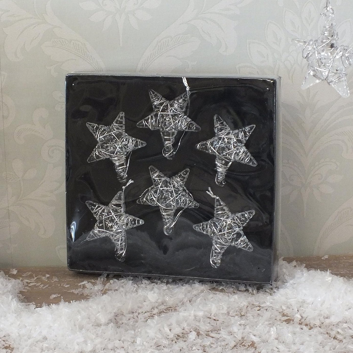 Set of 6 Glass Stars Christmas Tree Hanging Star Decorations by Heaven Sends