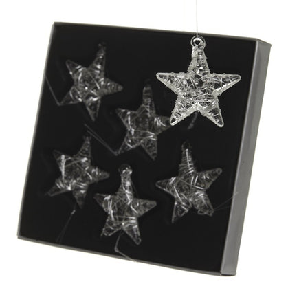 Set of 6 Glass Stars Christmas Tree Hanging Star Decorations by Heaven Sends